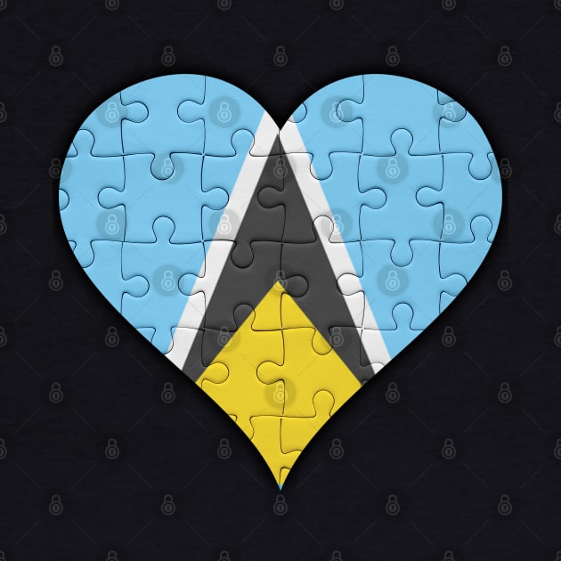 St Lucian Jigsaw Puzzle Heart Design - Gift for St Lucian With St Lucia Roots by Country Flags